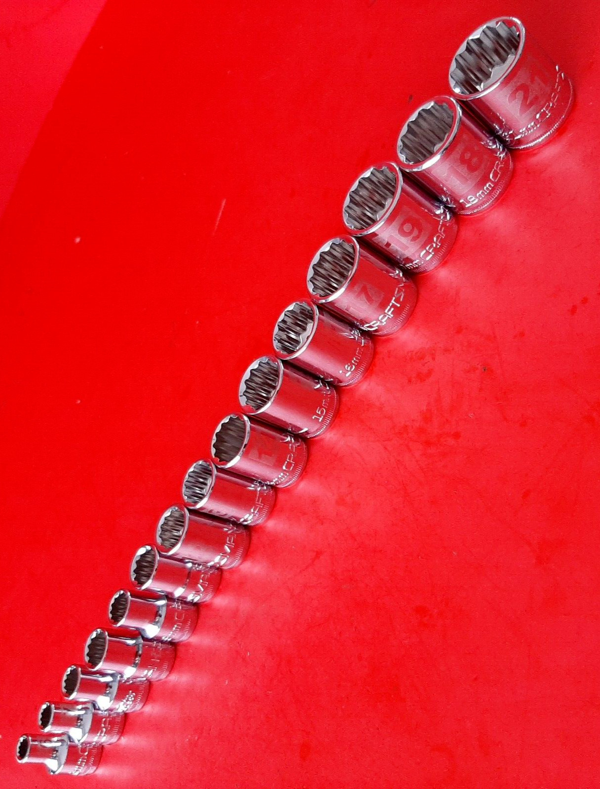 NEW 6-19 21mm Easy Read Craftsman 3/8″ Drive METRIC Shallow 12 Point Socket Set