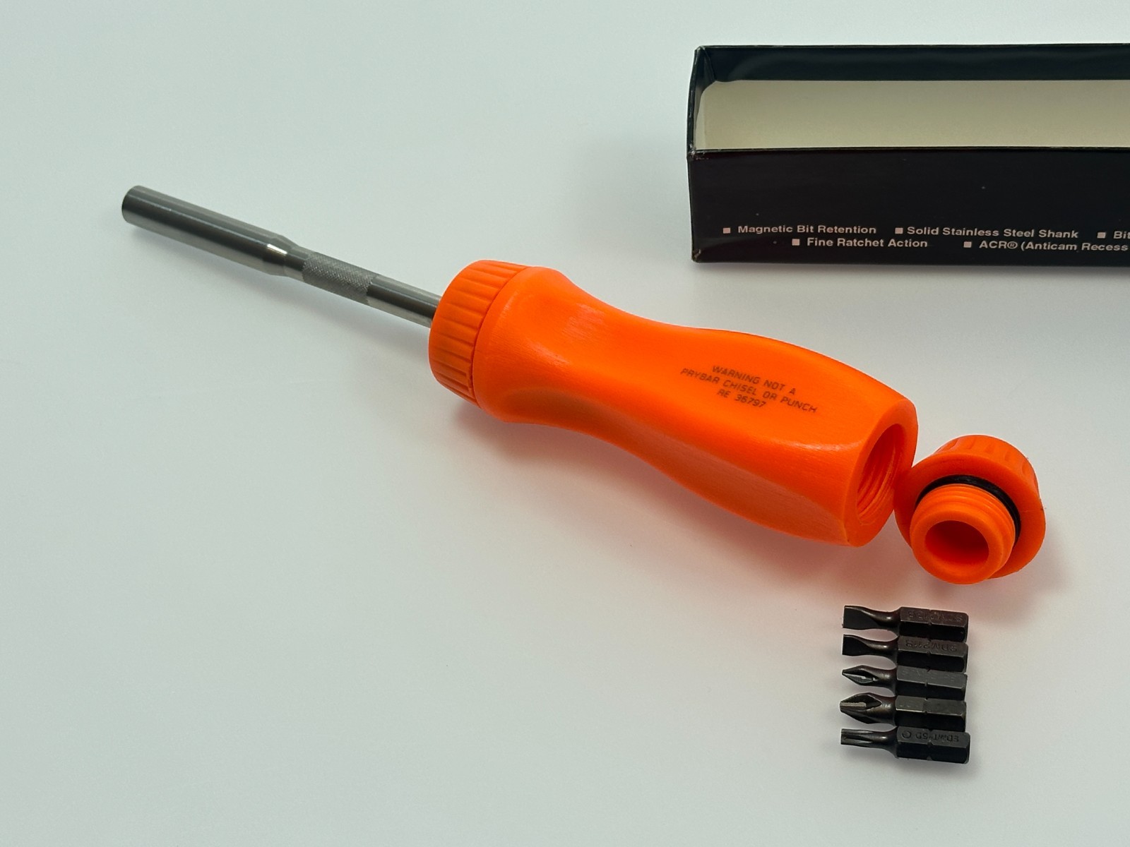 🇺🇸 Snap-on Tools USA ORANGE Hard Handle Ratcheting Screwdriver SSDMR4B, NOS