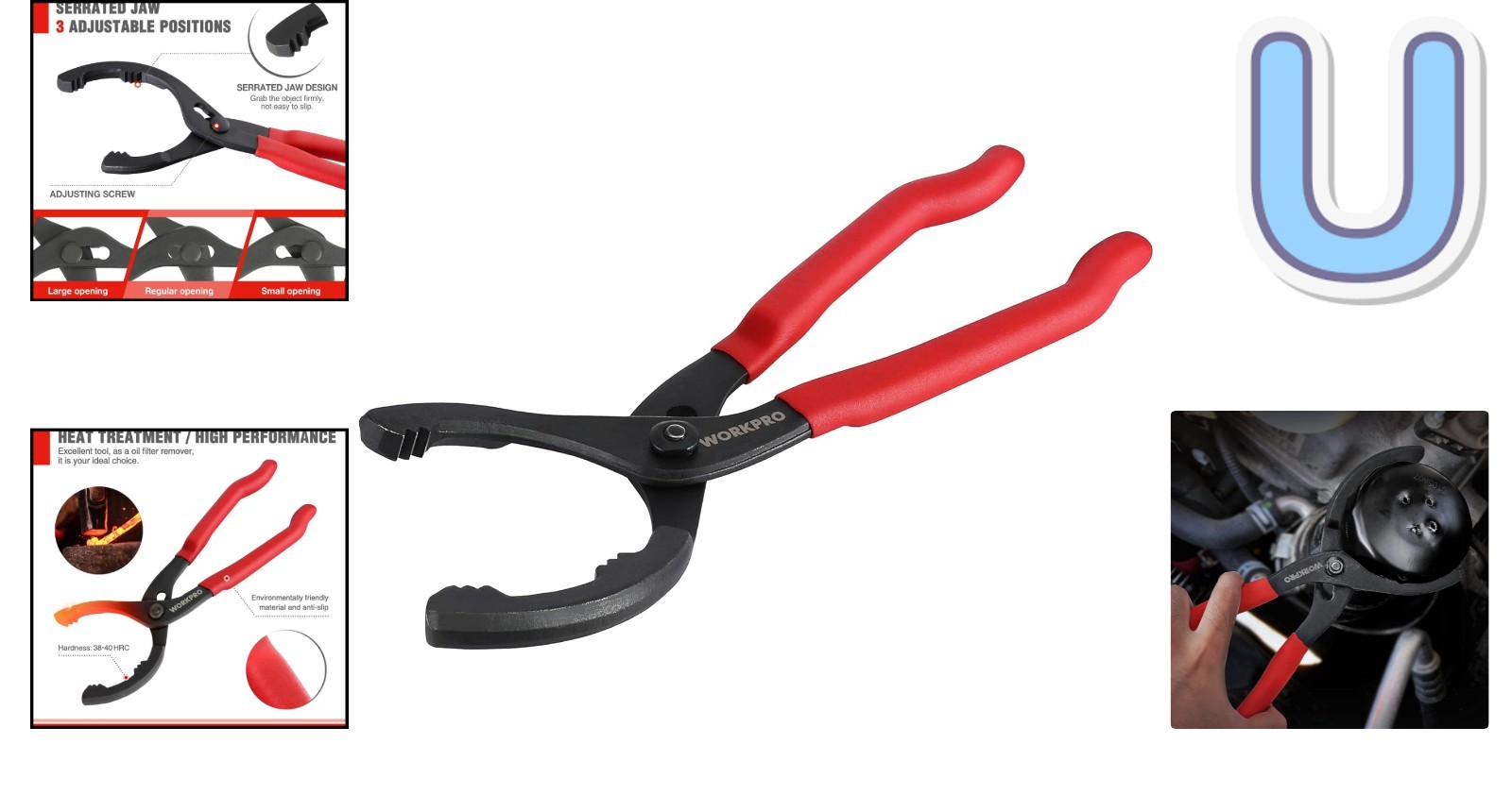 High Carbon Steel 12″ Oil Filter Pliers – Perfect for Small Spaces & Durability