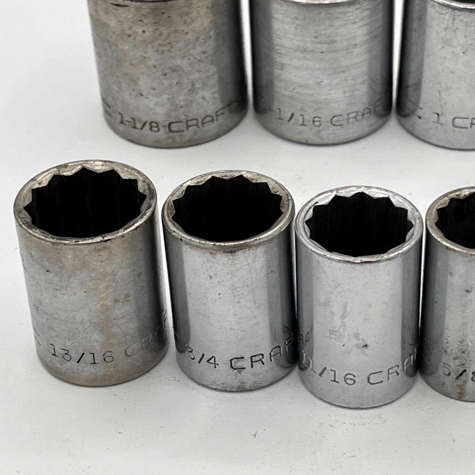 Craftsman 12 Socket Set 1/2″ Drive 12-Point =V= Series USA Made 7/16 to 1 1/8”