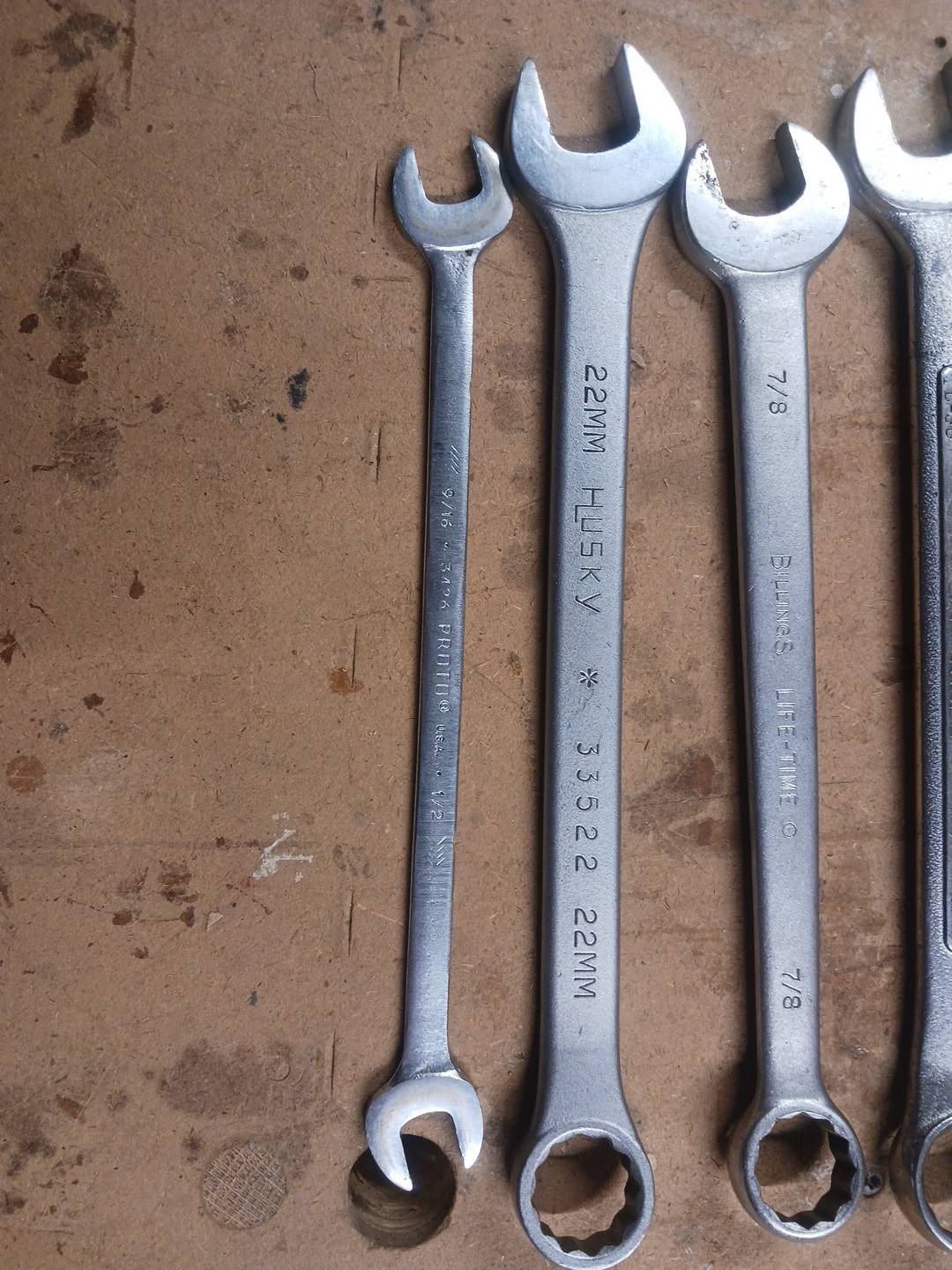 Lot of 6 USA Wrenches, Billings, Bonney, S-K, Husky,& Proto, Used