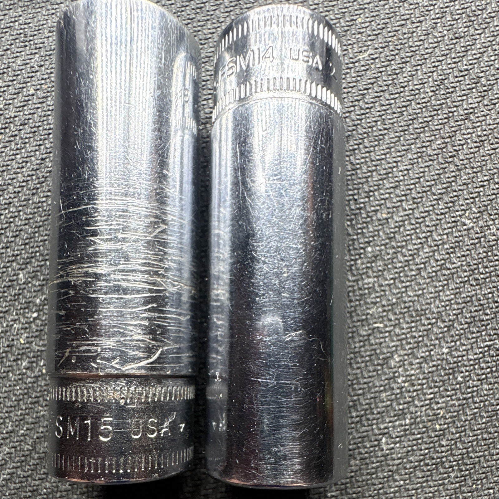 Vintage Snap-on USA 3/8″ Drive Metric Deep Socket Lot 14MM, 15MM, 8 Pt, 2 Pcs.