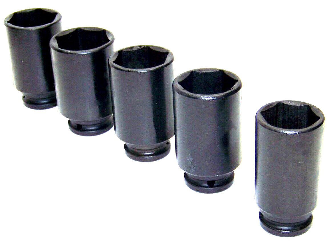 5PC 1/2″ DR DEEP IMPACT SOCKET SET MM FRONT AND BACK WHEEL SPINDLE AXLE METRIC