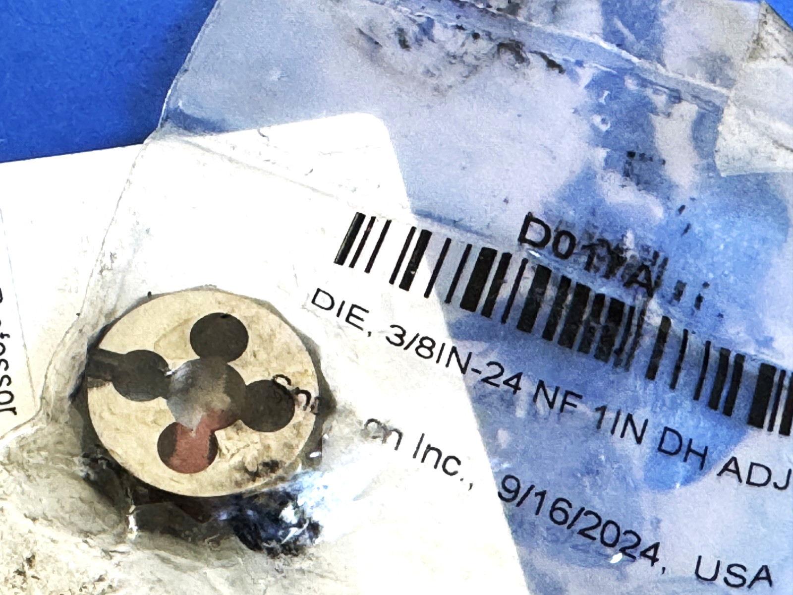 Snap-on 3/8″-24 NF National Fine Adjustable Double-Hex Threading Die D017A NEW