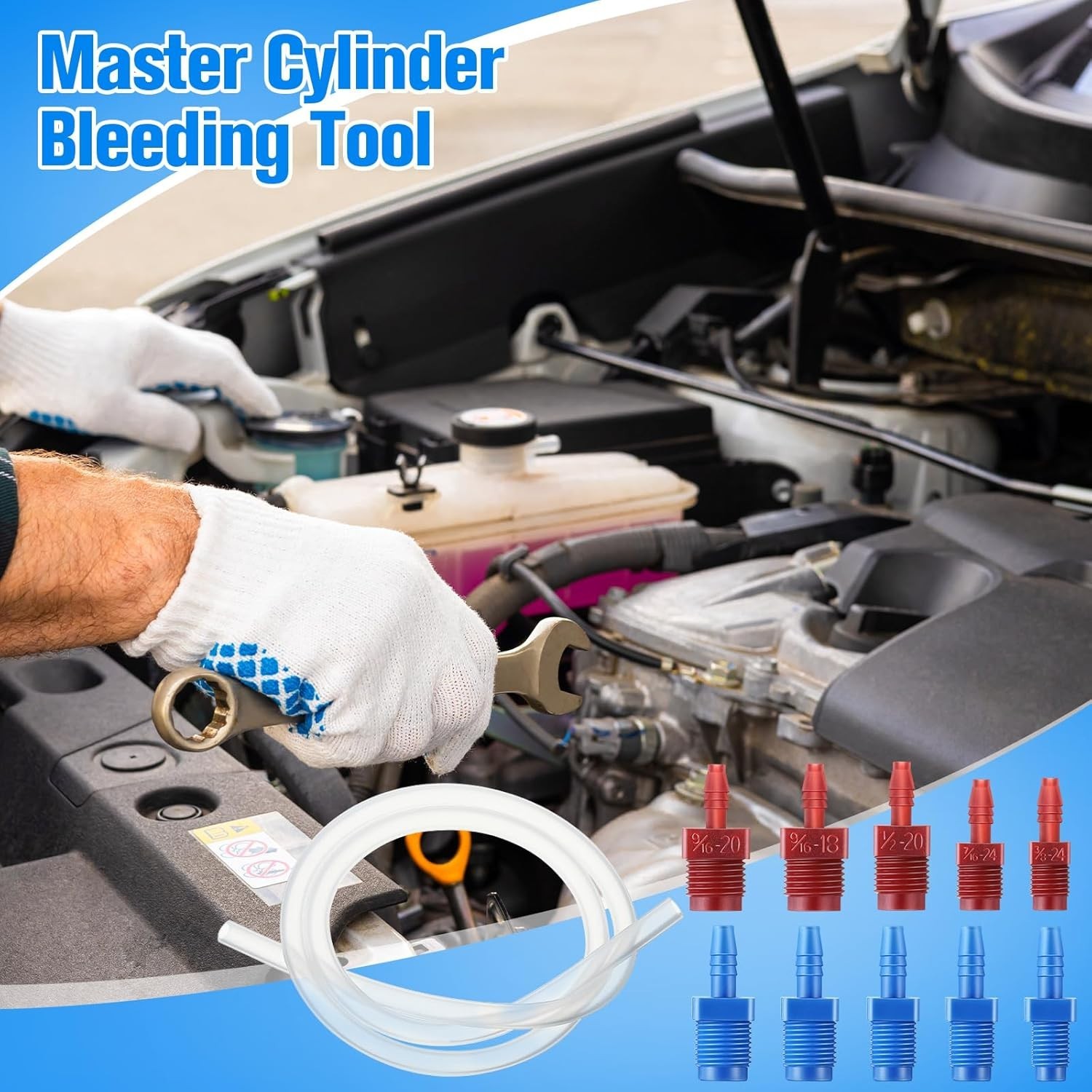 Master Cylinder Bleeder Kit – Complete Universal Fit with Clear Hose & PTFE Tape