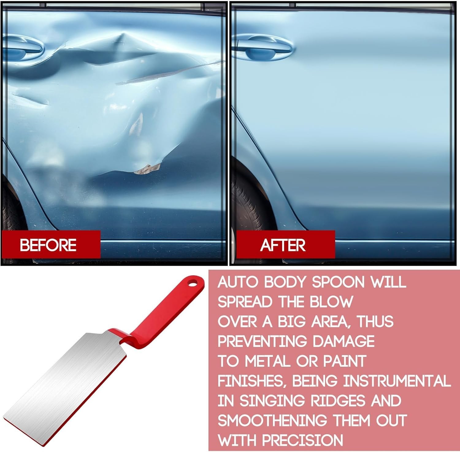 Auto Body Dinging Spoon Steel Dent Repair Tool for Smoothing Metal Panels Car