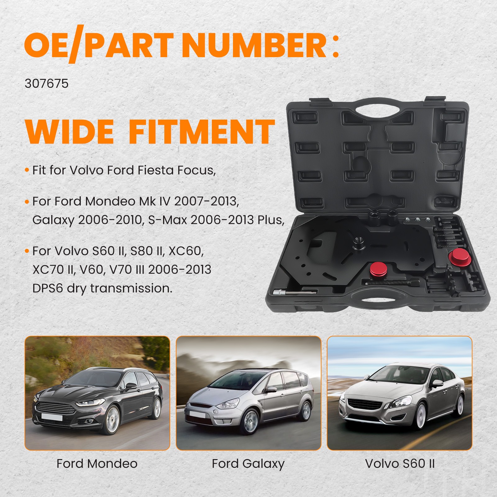 Clutch Dry DPS6 Transmission Installer Remover Tool Kit for Ford Fiesta Focus