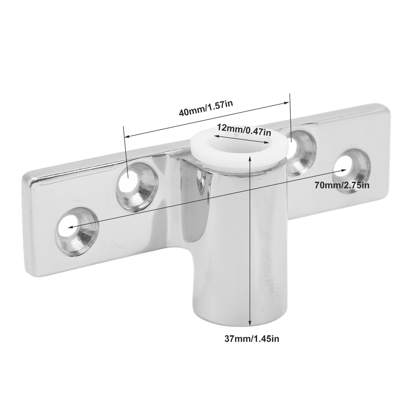 * 1/2in Stainless Steel Oarlock Socket Mirror Polish Finish Side Mount Rowlock