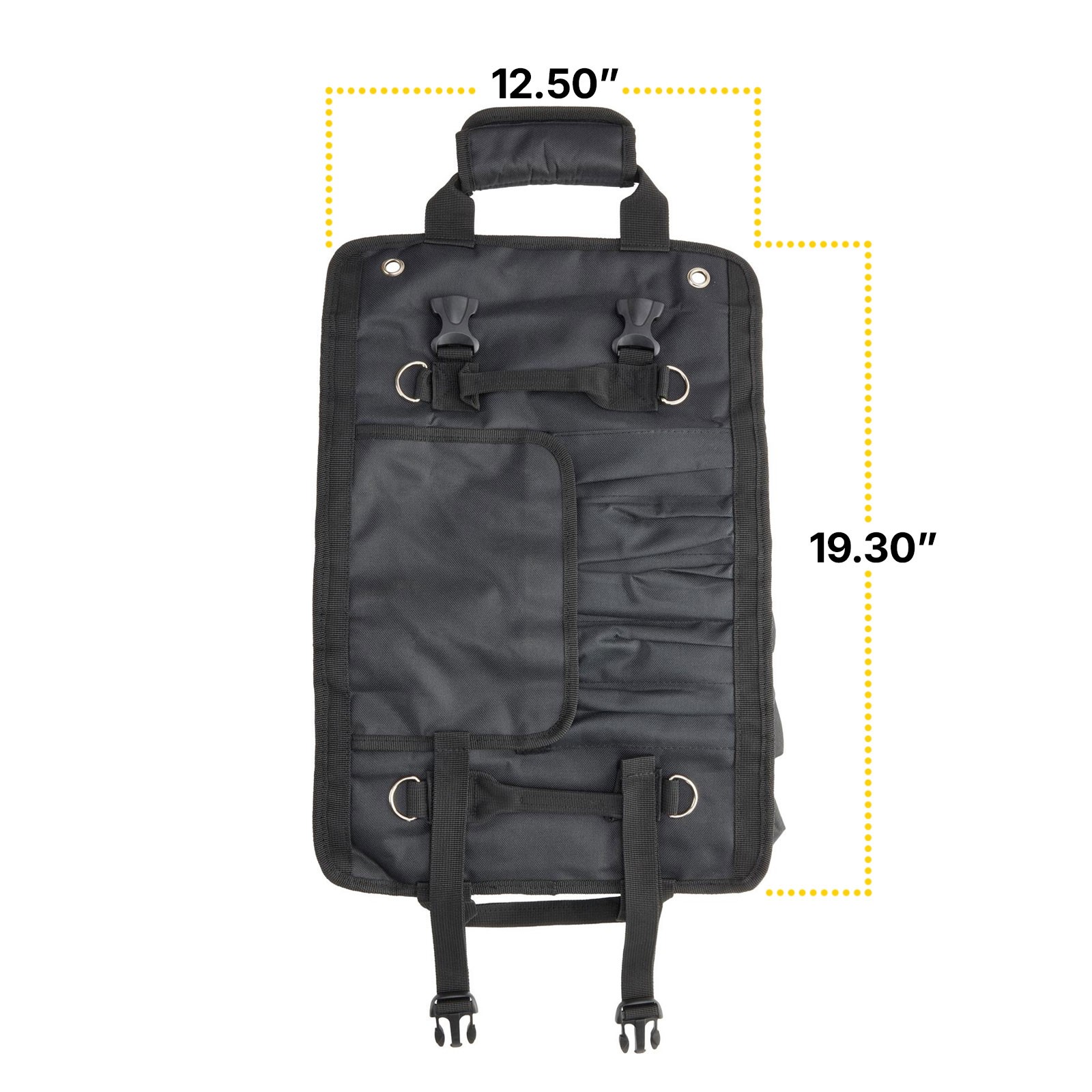 Black Canvas Roll Up Tool Bag Organizer With Zipper Pockets