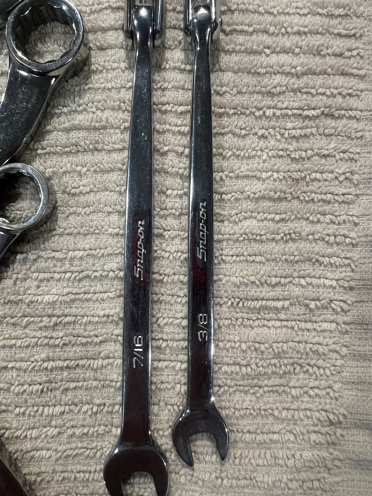 Snap On Wrenches ,please See Pictures For Sizes. They All Have The initials PM