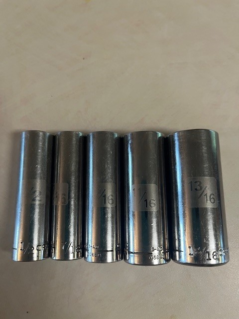 Craftsman 3/8 drive SAE mixed lot of 5 extended sockets easy read