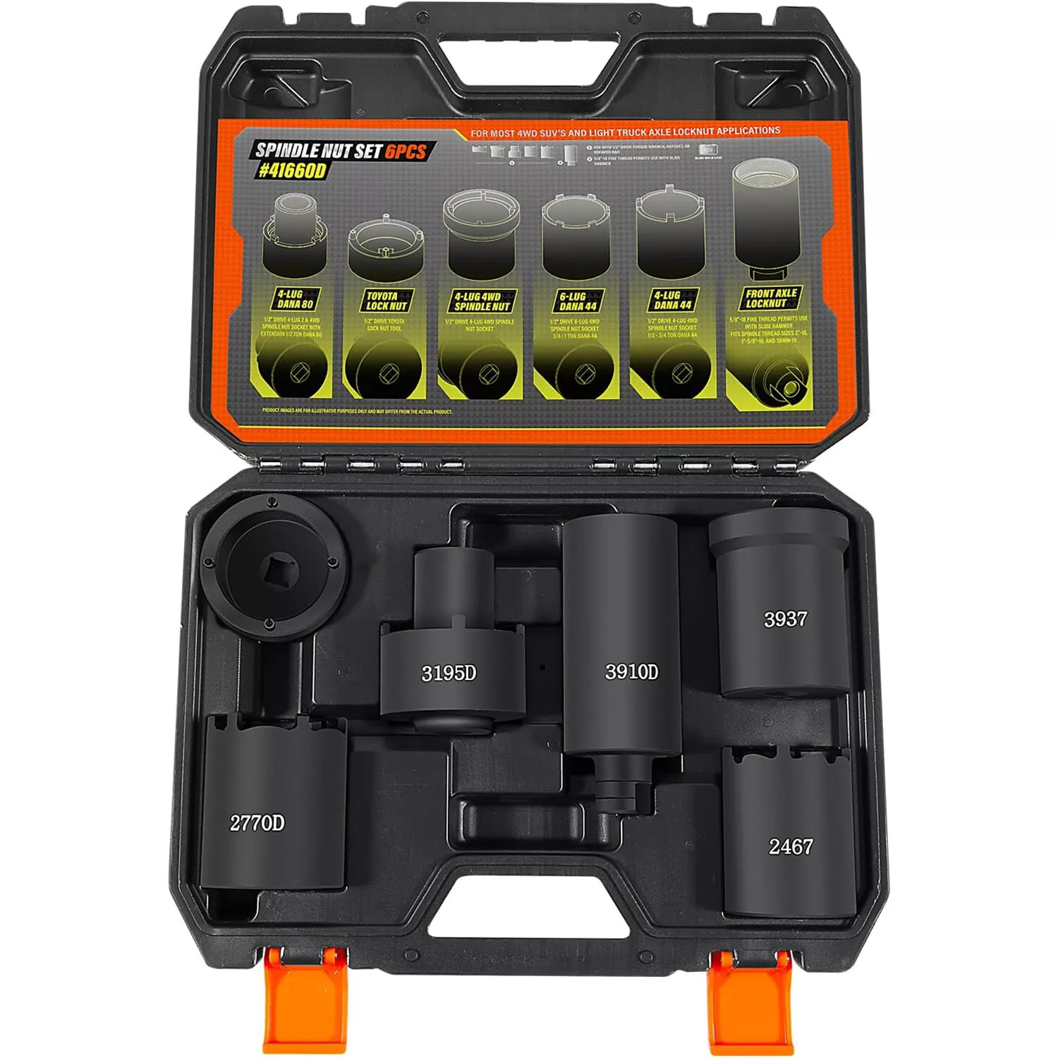 4543A 4WD Spindle Nut Socket Set 41660D Nut Service Kit Puller 4-Lug Locknut 6Pc