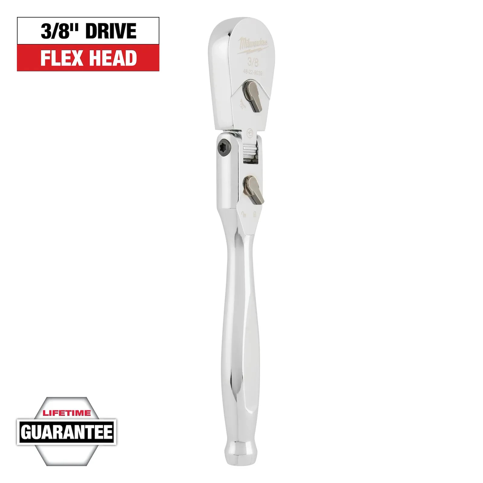 Milwaukee 3/8 Drive 9 Inch Flex Head Ratchet with Lifetime Warranty New