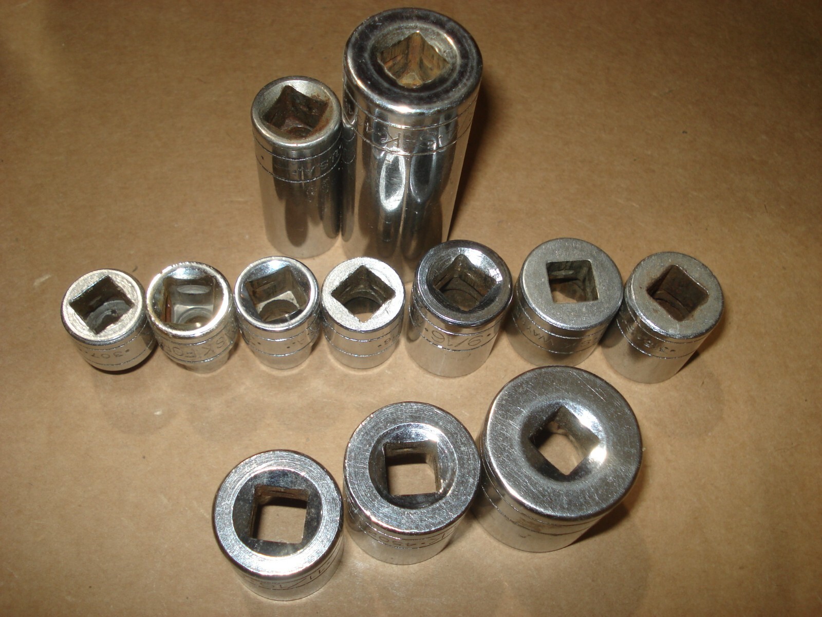 Lot of 11 S-K SAE & Metric Sockets 3/8″ Drive 6 Point Shallow + 2 deep