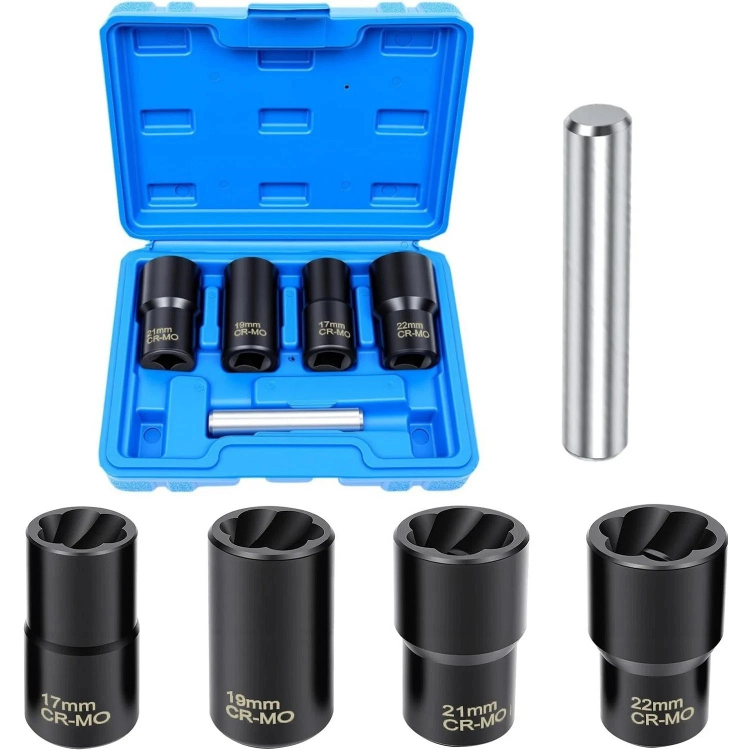 5Pcs Twist Socket 1/2” Drive For Wheel Lug Nut Damaged Removal and Extractor
