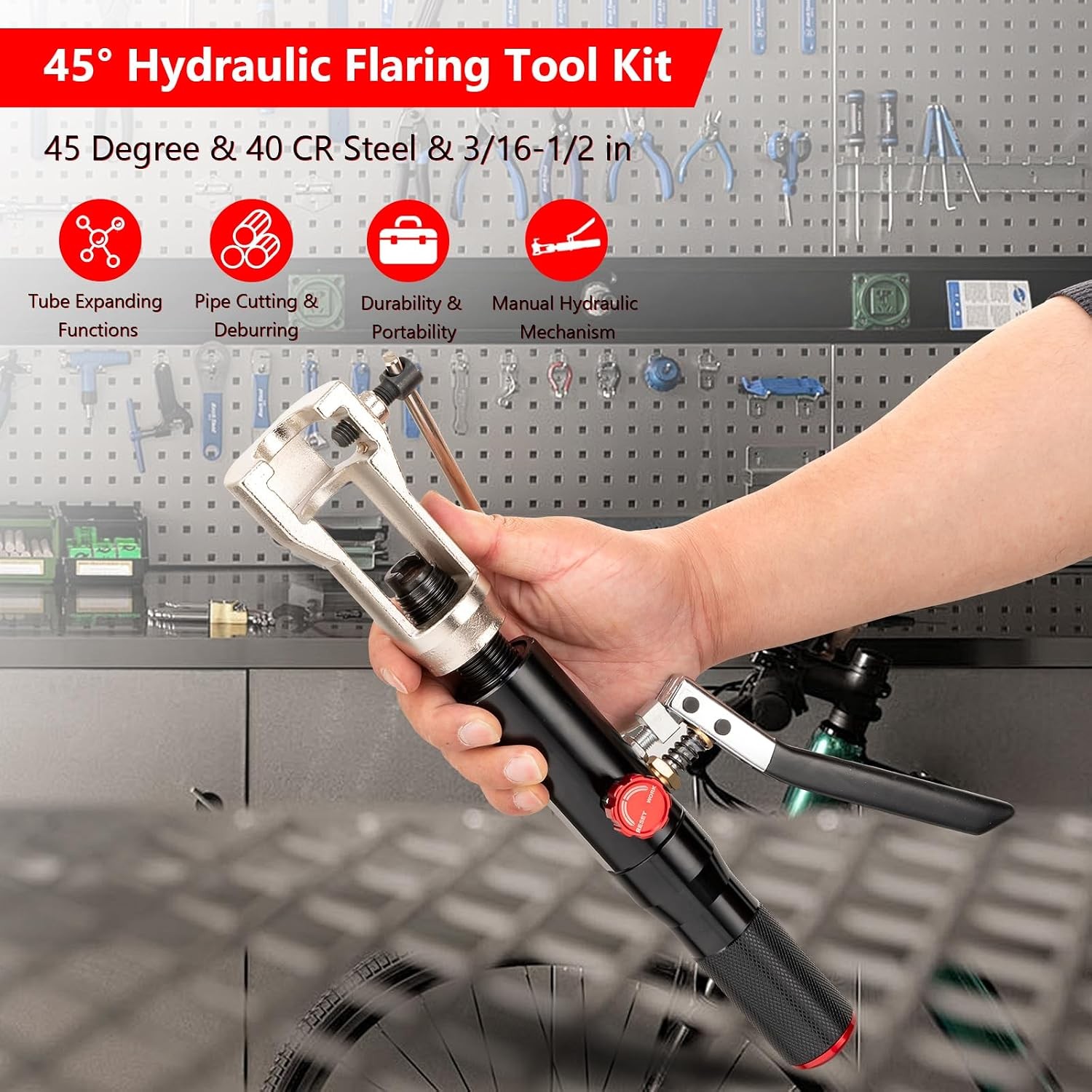 Hydraulic Brake Line Flaring Tool Kit Double Flaring Tool 45° for 3/16″ to 1/2″