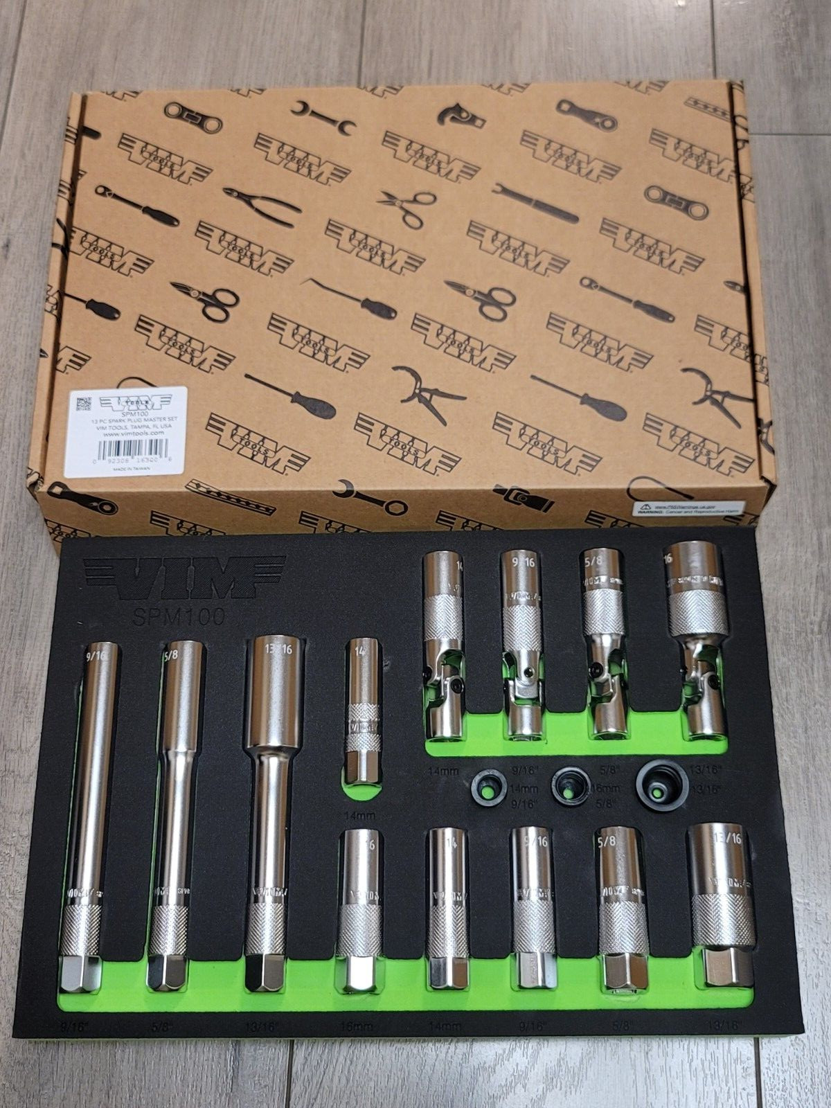 VIM 13pc Master Spark Plug Socket Set 14mm, 16mm, 9/16″, 5/8″ & 13/16″ #SPM100