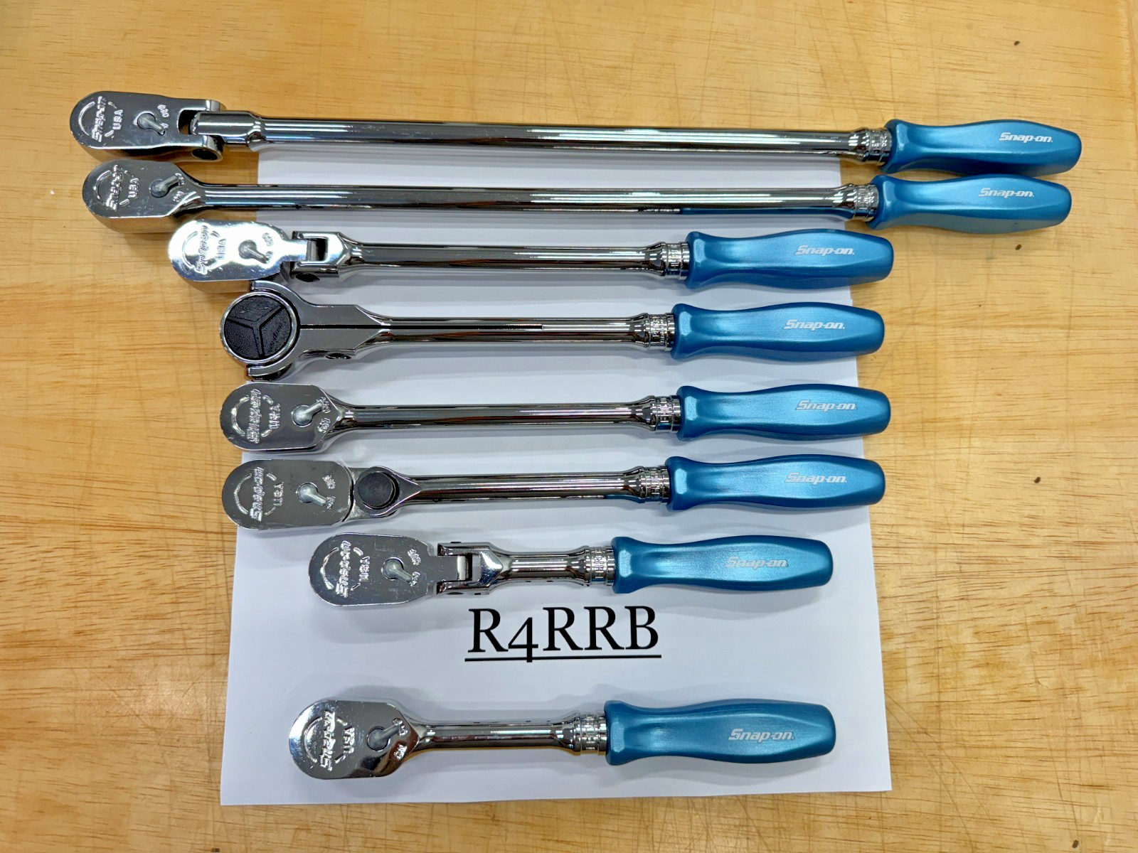 Snap-on Tools USA NOS 8pc PEARL BLUE Hard Handle 3/8″ Fixed Flex Ratchet Lot Set