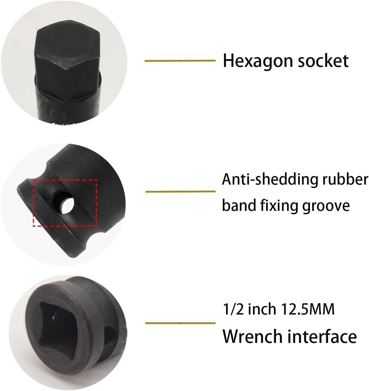 17mm Hex Impact Bit Socket, H17 1/2-Inch Impact Drive Allen Socket, Cr-Mo Steel