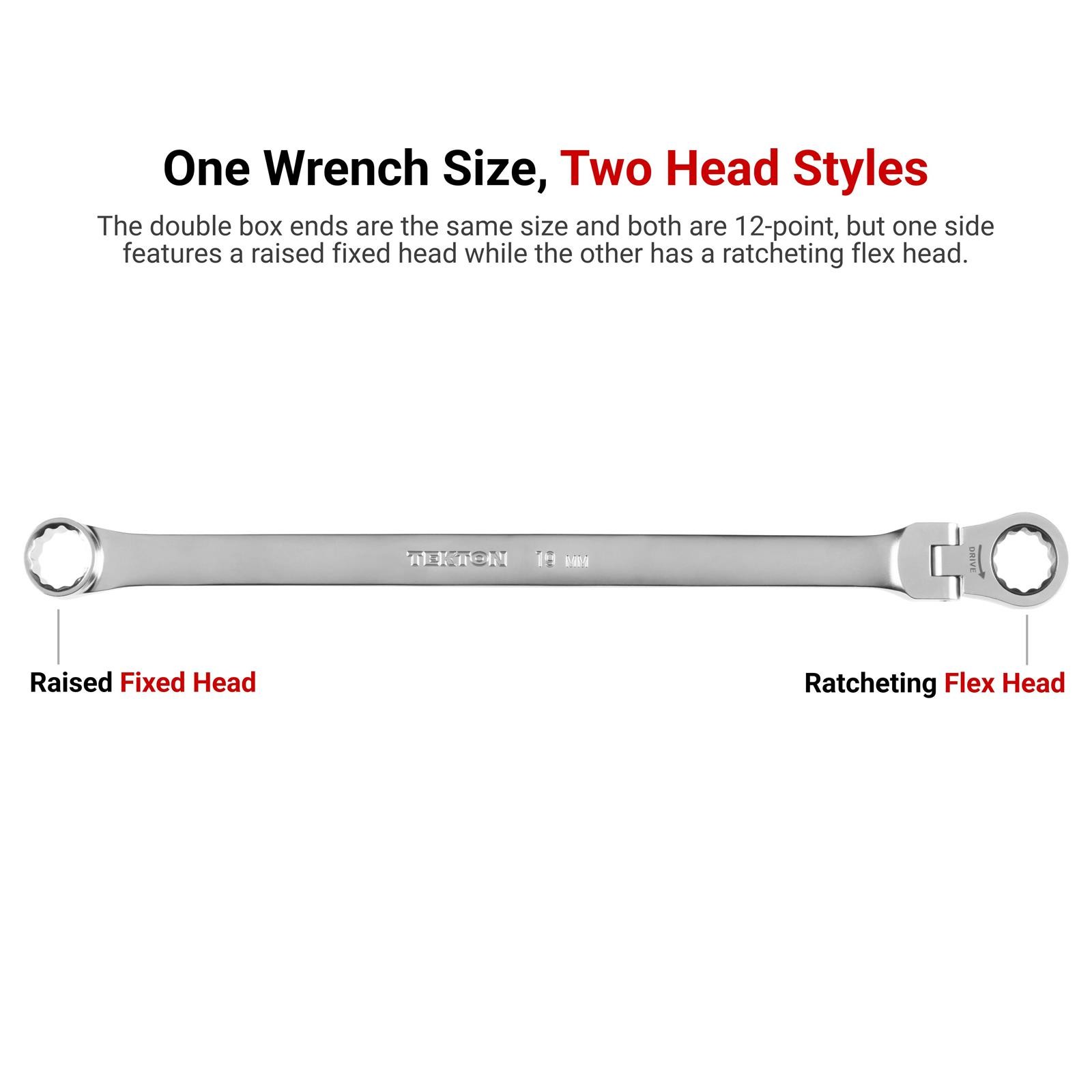 Tekton WRB95303 Long Fixed/Flex Head 12-Point Ratcheting Set