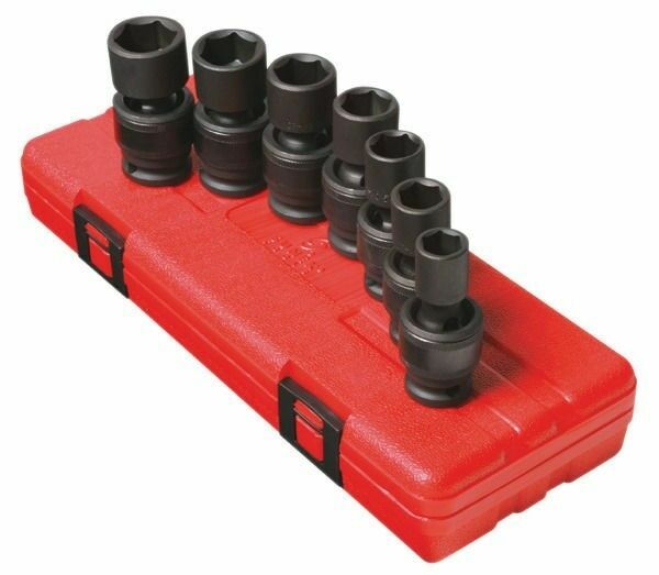 Sunex 7pc 1/2 Metric 6 Point Universal Impact Sockets Set Tools Drive MM 2655