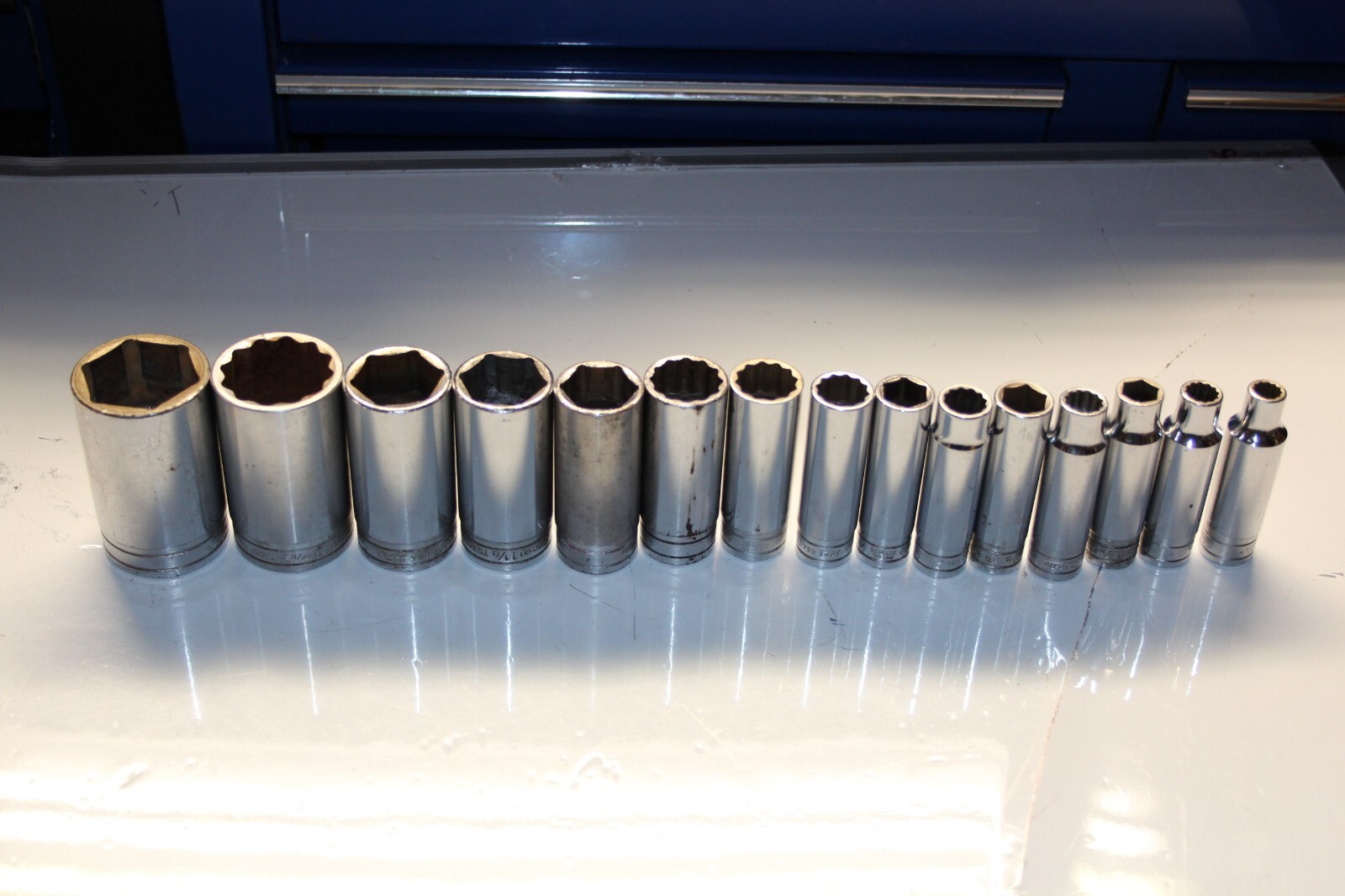SNAP-ON TOOLS 1/2″ Drive 12- / 6-POINT SAE DEEP CHROME SOCKET SET 14PCS USA