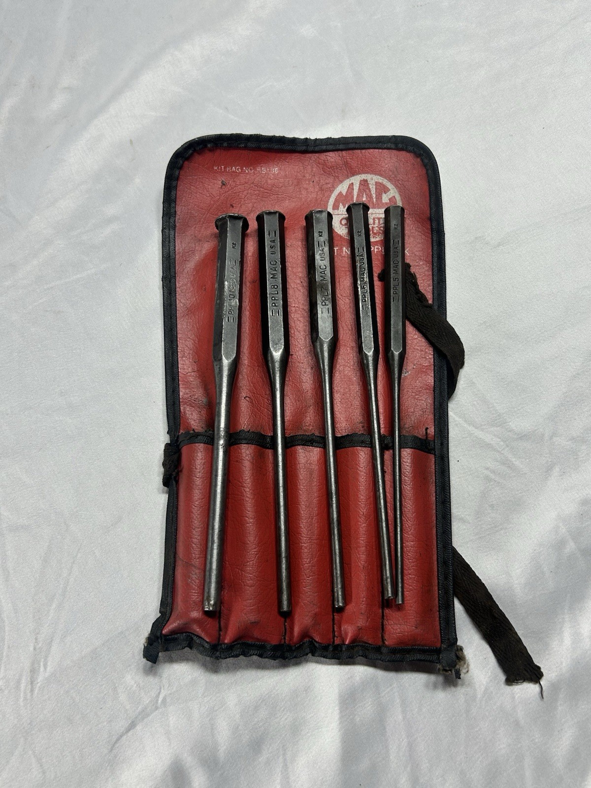 Vintage Mac Tools PPL50K T4 USA 5 pc Long Pin Punch Set