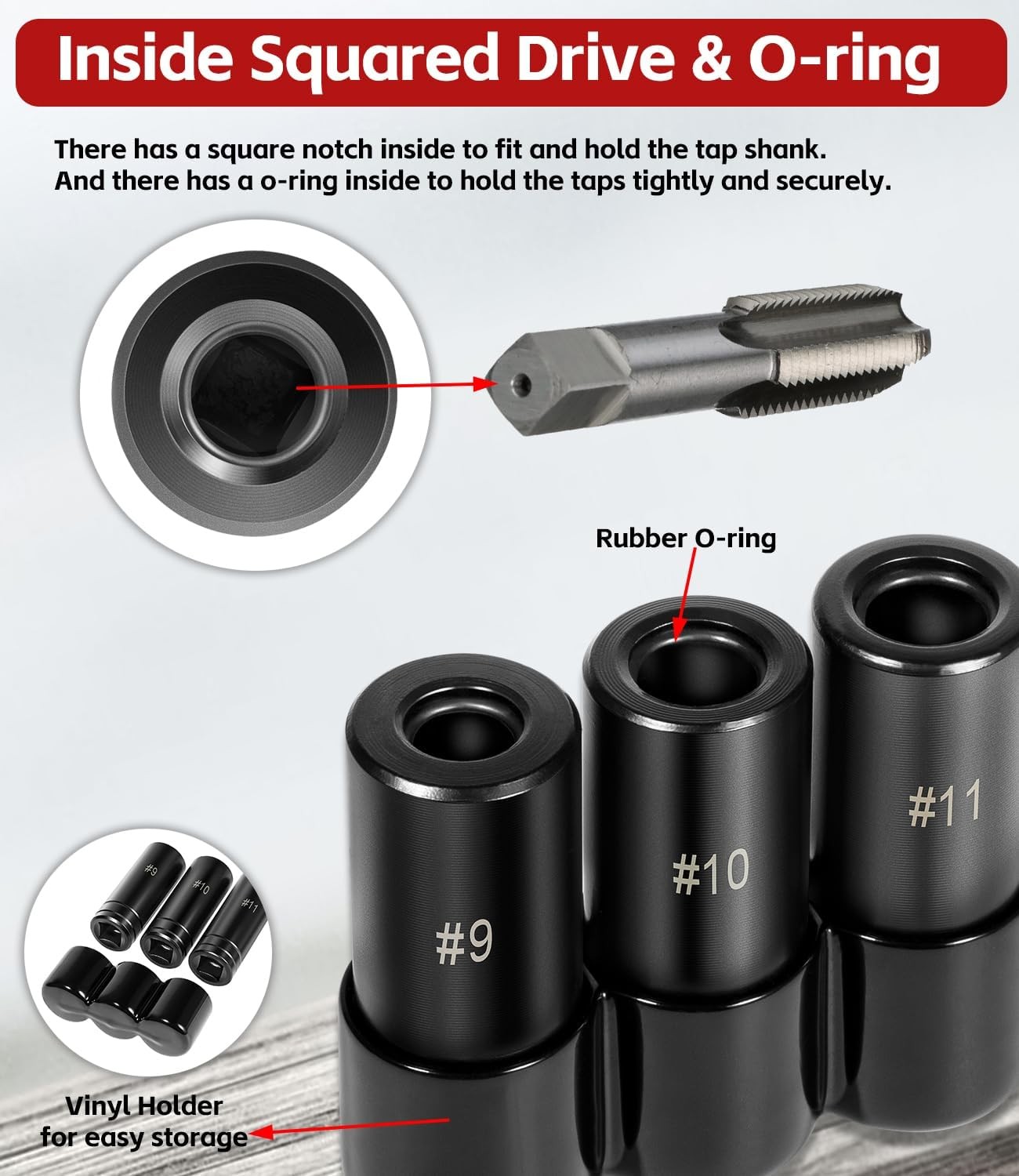 70940 3-Piece Tap Socket Set, 5/8″ 11/16″ 3/4″ #9 #10 #11 For Larger
