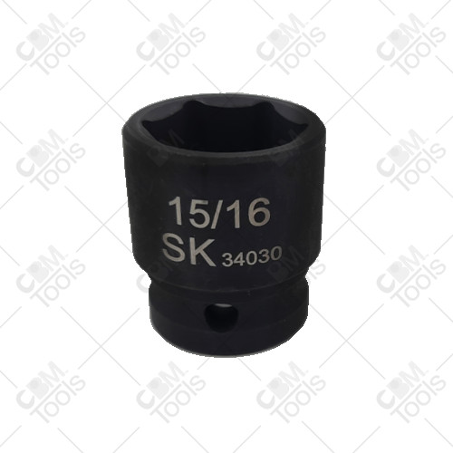 SK Hand Tools 34030 1/2″ Dr. 15/16″ 6pt Standard Fractional Impact Socket
