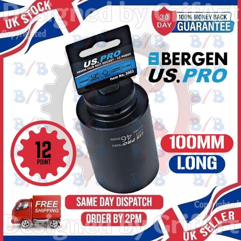 US PRO 46MM HUB NUT IMPACT SOCKET 1/2″ DRIVE 12PT BI HEX EXTRA DEEP LONG REACH