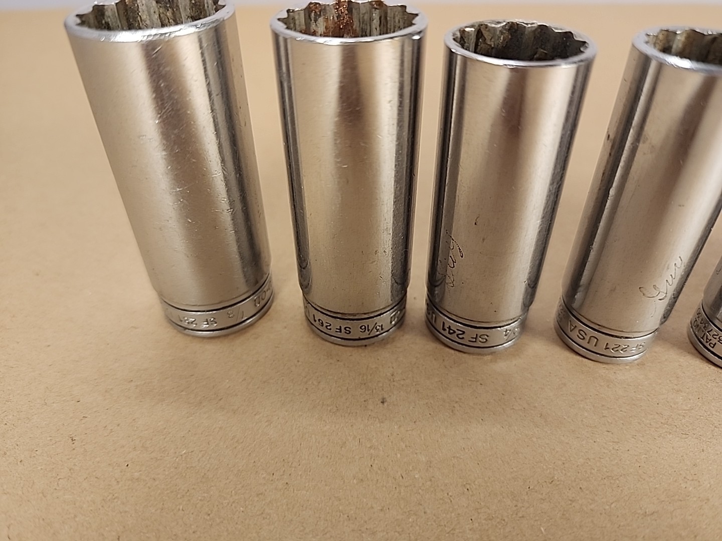 Snap-on Tools 8pc 3/8″ Drive SAE 12pt Deep Standard Sockets SF081-SF241