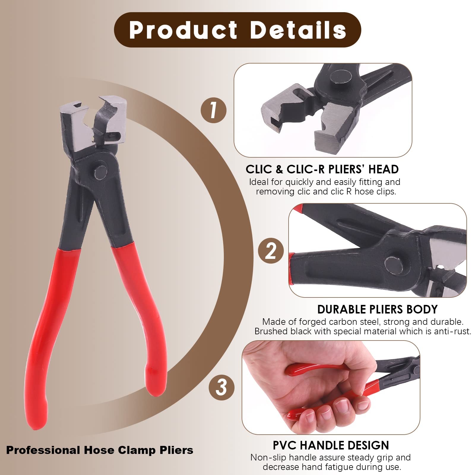 Wokape 9Pcs Hose Clamp Pliers with CV Boot Kit, Small and Large Red