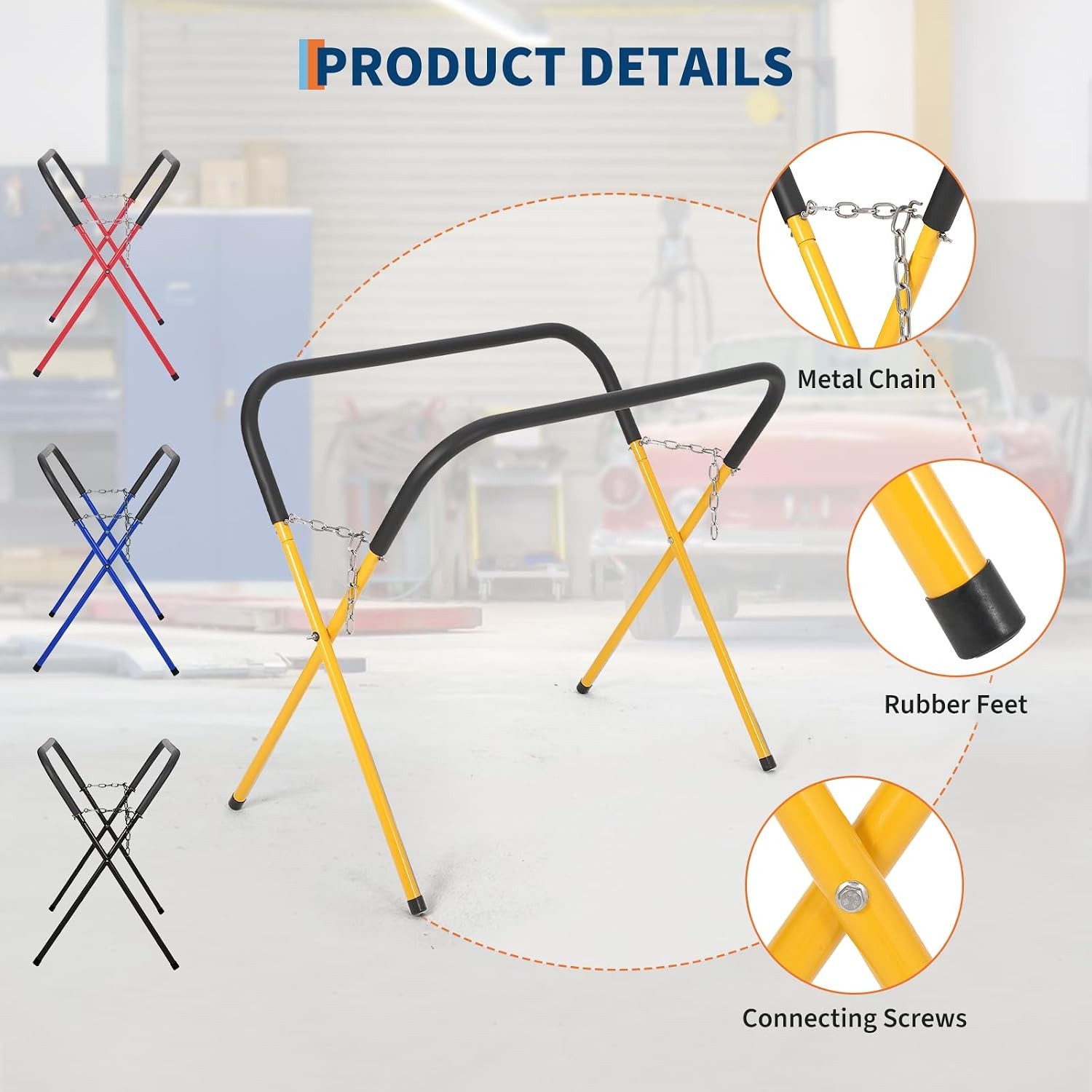 1/2/3/4 Pcs Folding Work Stand Portable Automotive Fender Bumper Stand Red 500LB