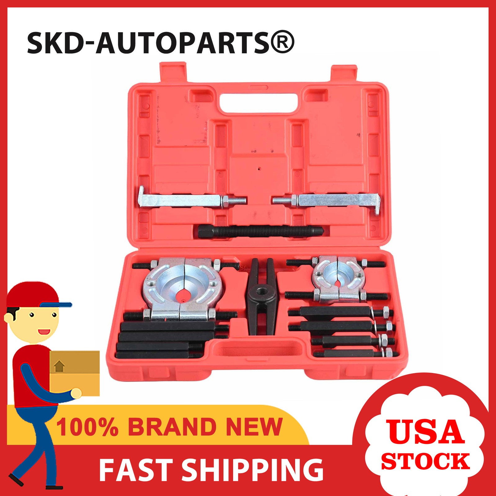 14Pcs Bearing Puller Tool Set 5 Ton Capacity Bearing Separator Tool Kit w/ Case