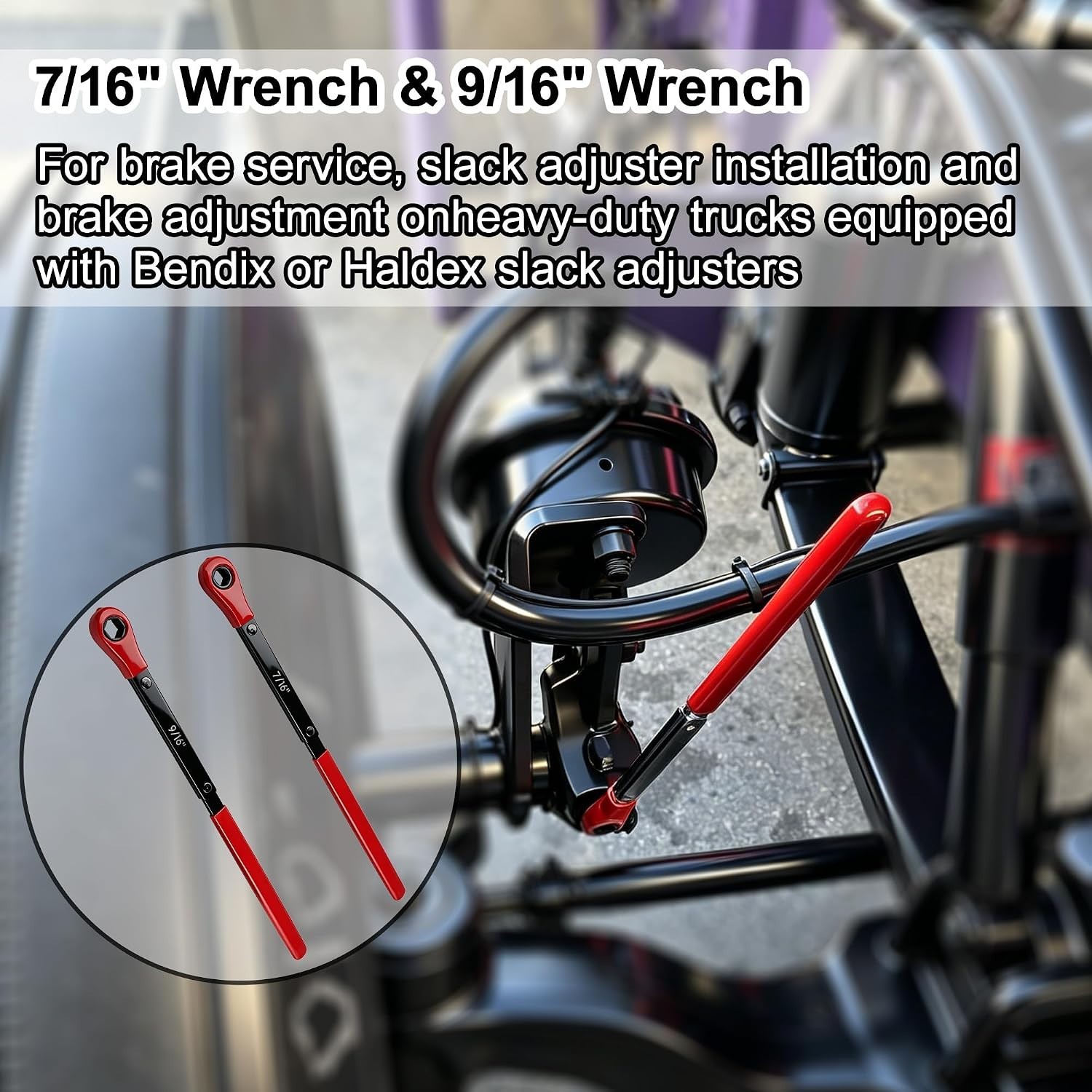 4pc Slack Adjuster Tool Set 5/16 7/16 9/16 Air Brake Wrench Semi Truck Trailer
