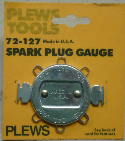 NOS! PLEWS ROUND SPARK PLUG GAUGE, No. 72-127, Made in USA!