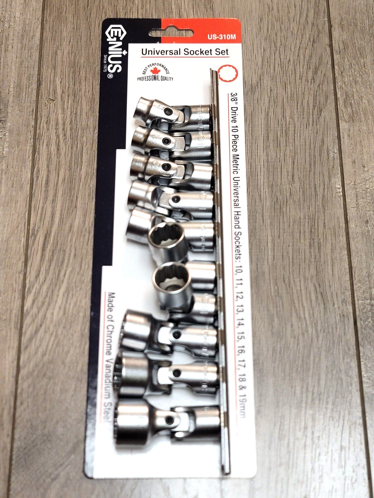 Genius Tools PRO 10pc 3/8″dr 12pt Metric Universal / Flex Socket Set #US-310M