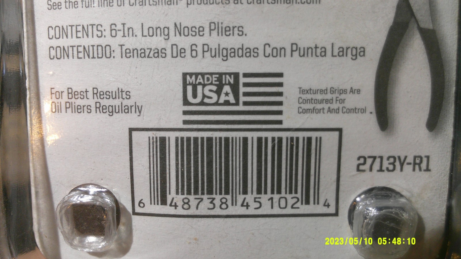 1 Craftsman 6 in. Pliers, Needle nose- USA – Part # 45102