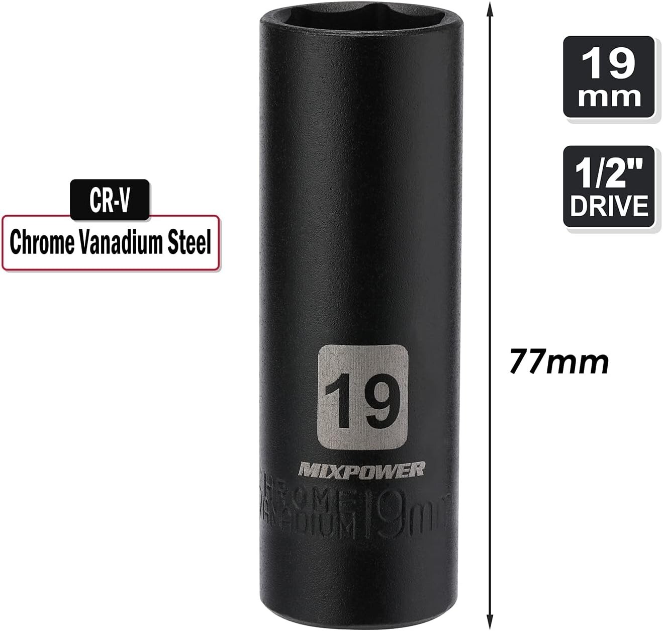 19mm Corrosion-Resistant 6-Point Impact Socket – Professional Quality Guarantee