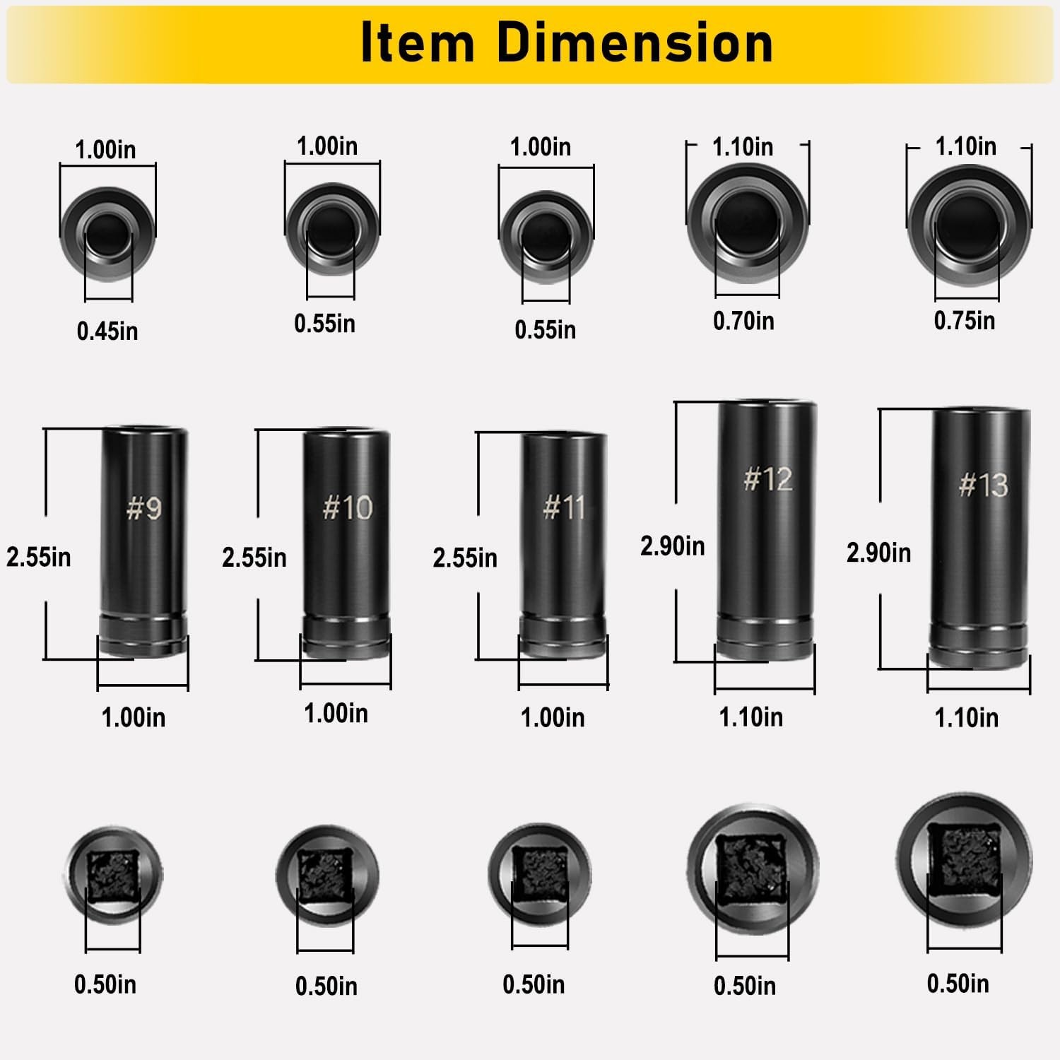 71670 Large Tap Socket Set Fit 5/8″, 11/16″, 3/4″, 7/8″ & 1″ Taps 1/2″ Drive