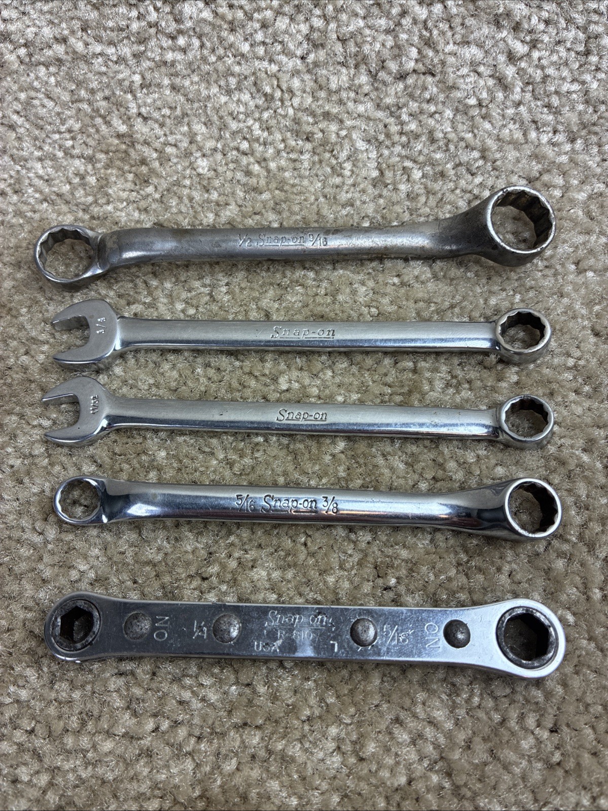Snap-on 5pc.Small Wrench Set SAE Box & Combo Wrenches Vintage