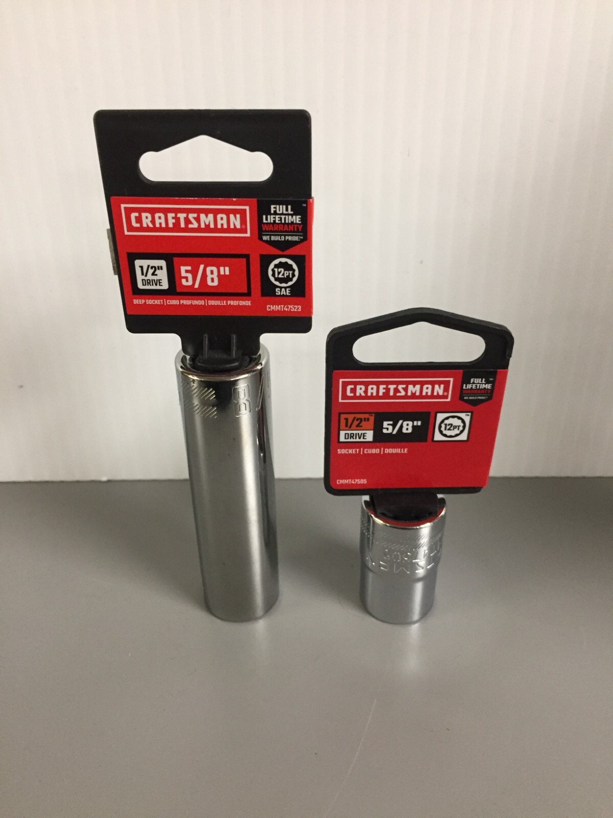 Craftsman 5/8 in. X 1/2 in. drive SAE 12 Point Deep & Shallow Standard Sockets