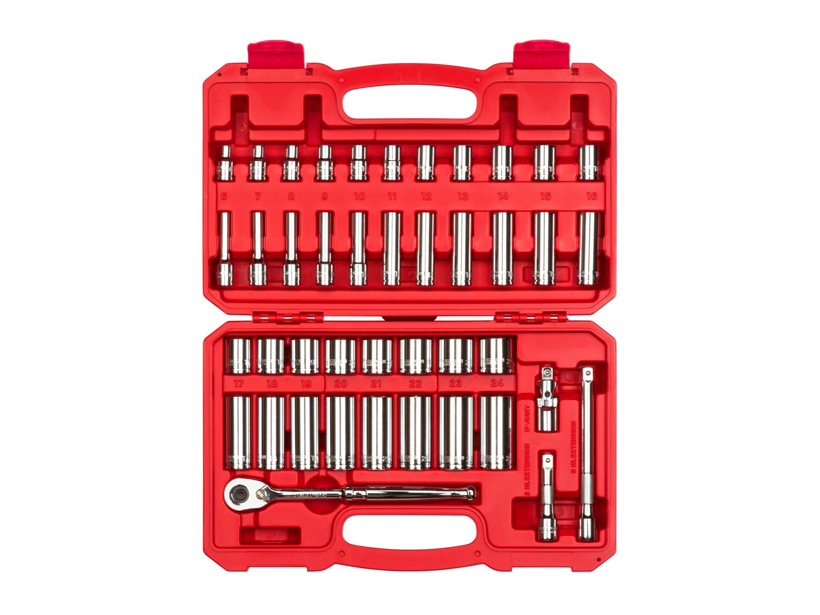 42-Piece 3/8″ Drive 6-Point Socket and Ratchet Set 6-24mm with Case