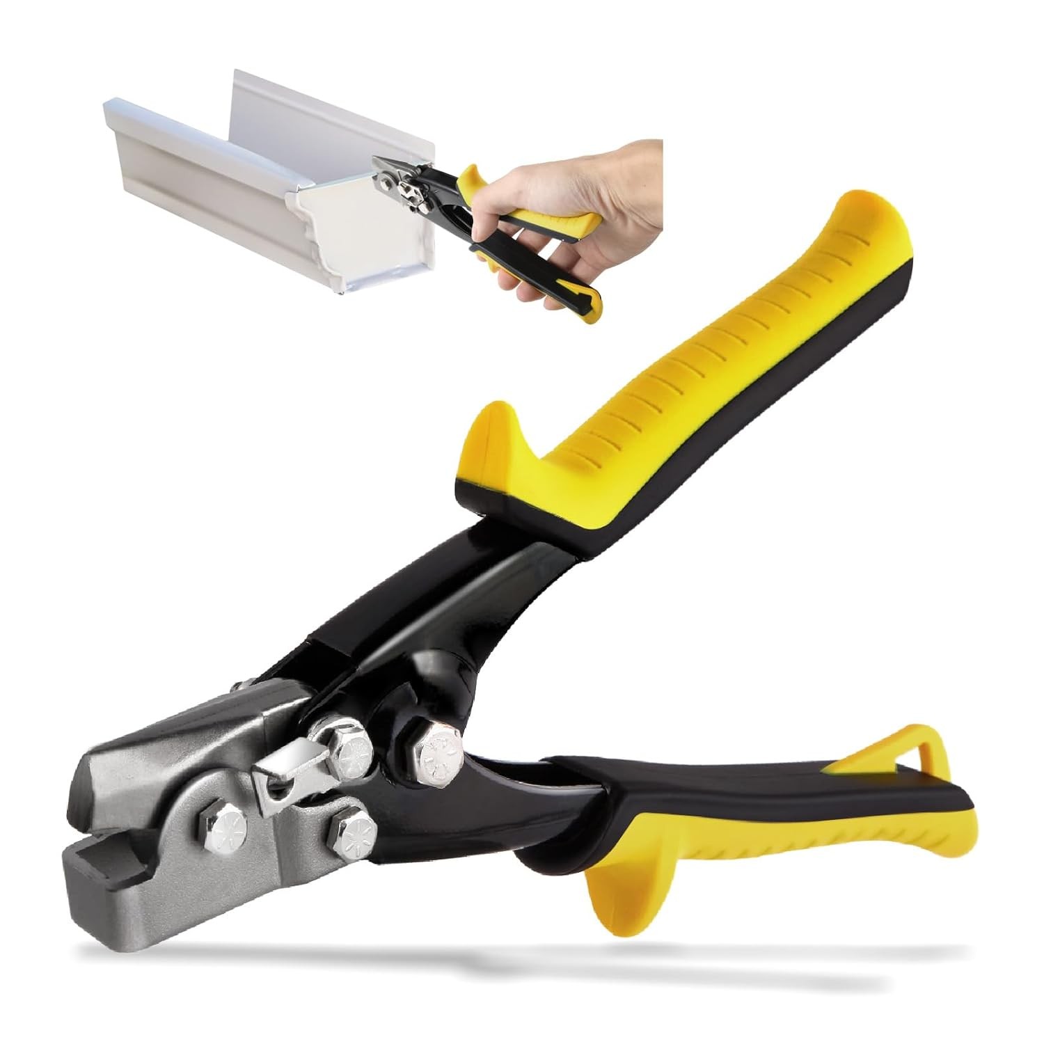 Snap Lock Punch Tool for Sheet Metal, 9”Gutter End Cap Crimper Tools Yellow