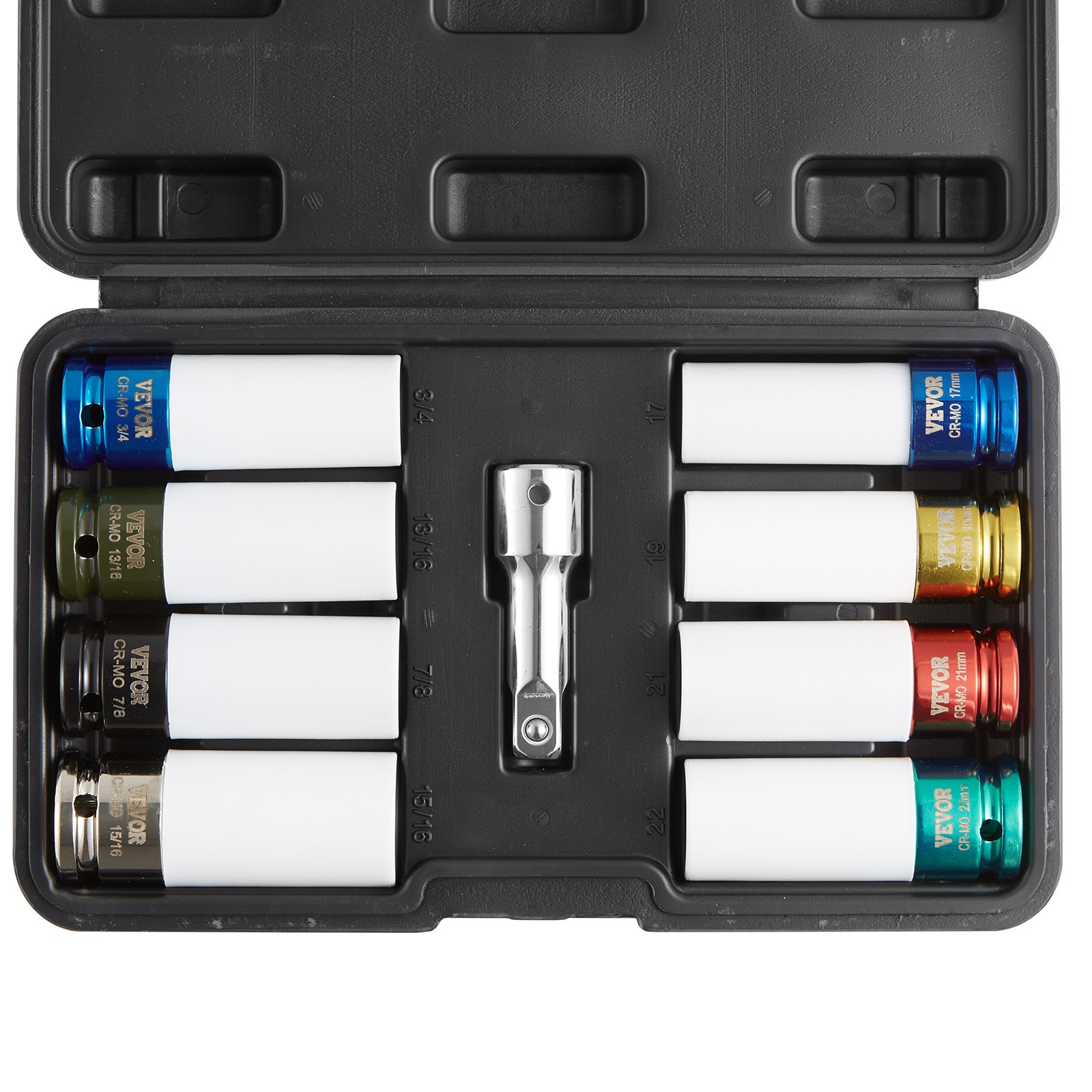 VEVOR Lug Nut Impact Socket Set 1/2 in Drive Metric and SAE 6-Point Deep Socket