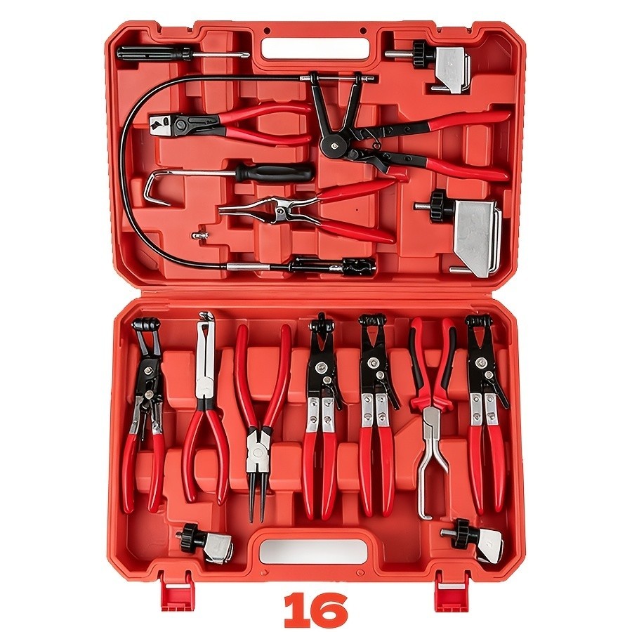 16-piece hose clamp set, long-handled hose clamp tool remover, suitable for wate