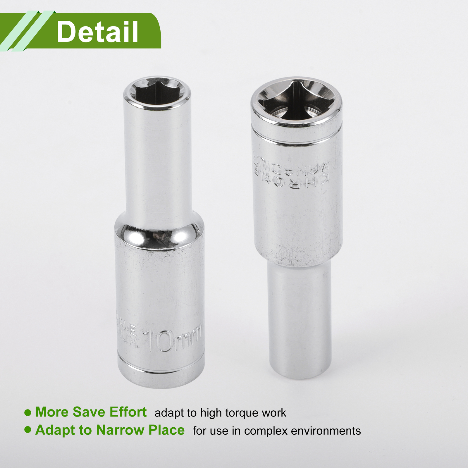 Universal 1/2 Inch Drive Impact Socket 10mm 6 Point Chrome Vanadium Steel 78mm