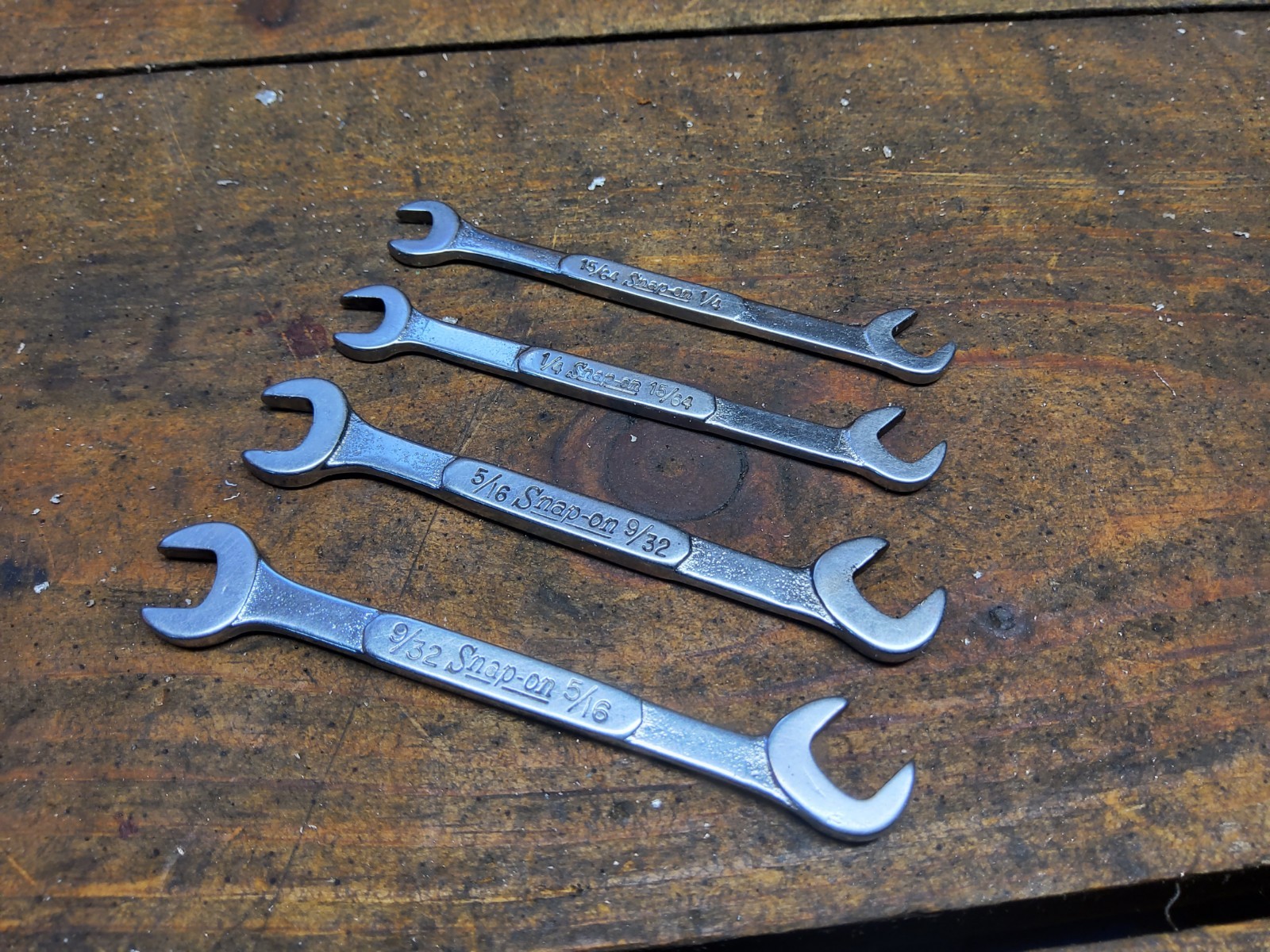 Snap On 4-piece DS-series 4-way Angle Open-End Midget Ignition Wrench Set USA