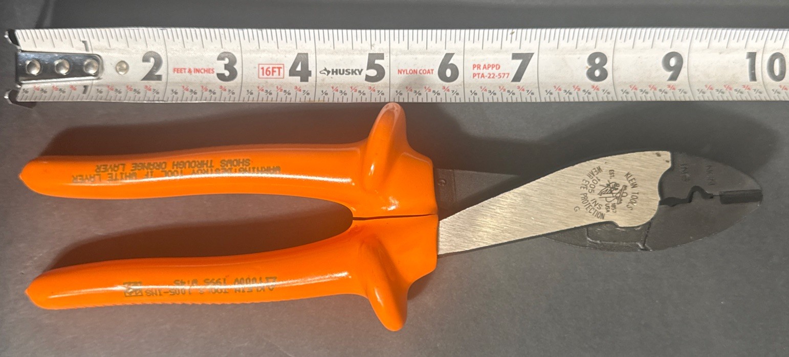 1995 VINTAGE KLEIN TOOLS 1055-INS CRIMPING CUTTING 1000V PLIERS LINEMAN USA NOS