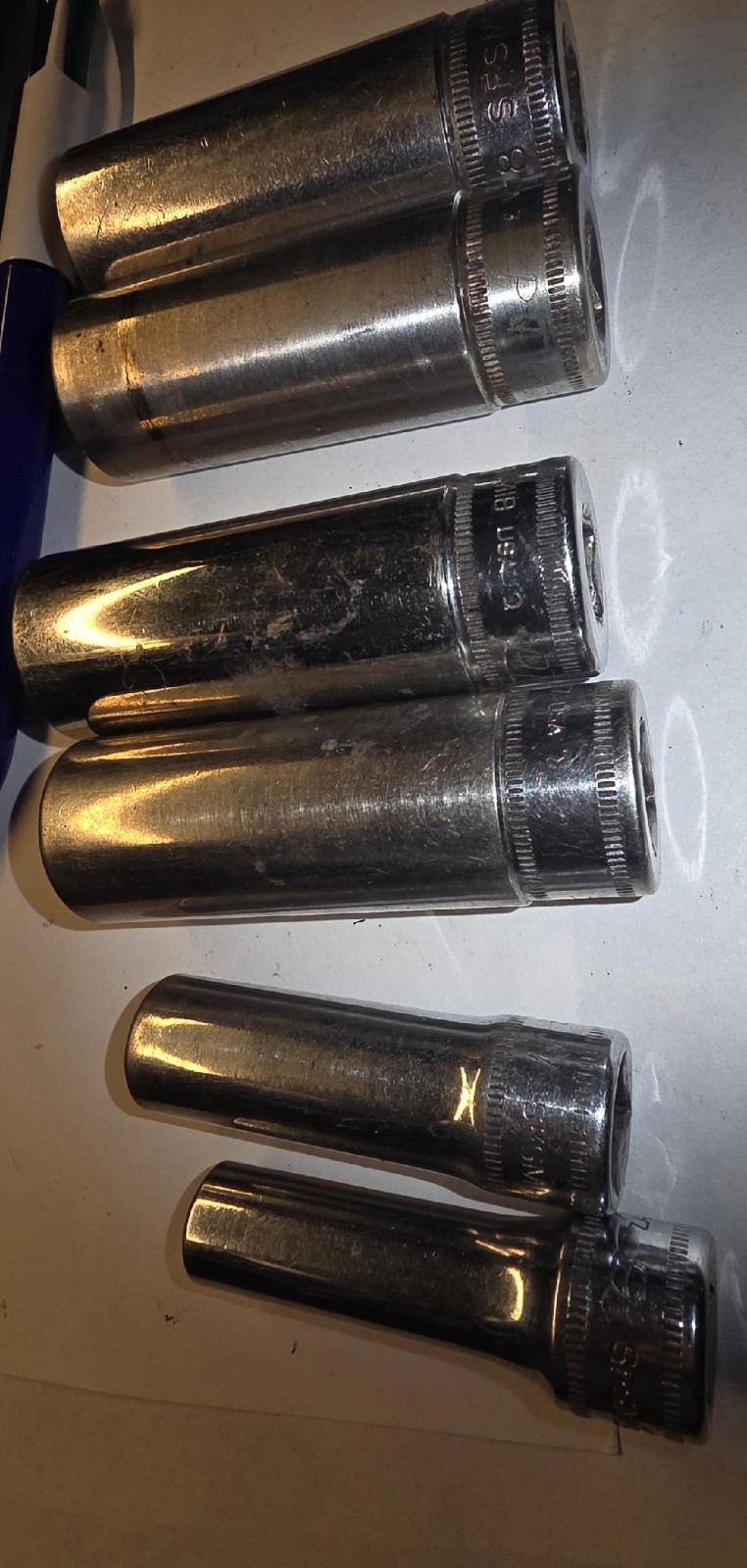 Snap-On 6 pc SFSM 3/8″ Drive 6-Point Metric Drive Deep Socket various sizes